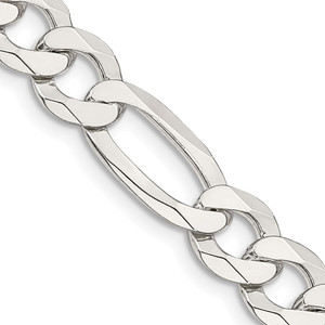 Sterling Silver 8.5mm Lightweight Flat Figaro Chain - QM-153EC6C9-9741