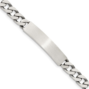 Sterling Silver 8inch Engraveable Antiqued Curb Link ID Bracelet - QI-CA731E08-7055
