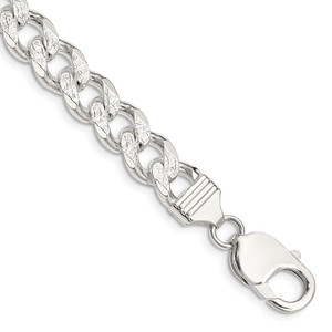 Sterling Silver 9.3mm Pav‚ Curb Chain - QC-4E978166-4096