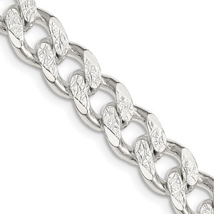 Sterling Silver 9.3mm Pav‚ Curb Chain - QC-ECB3860B-9440