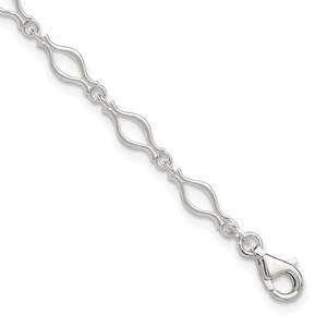 Sterling Silver 9inch Solid Polished Fancy Link Anklet - QG-E27E8CC1-9098