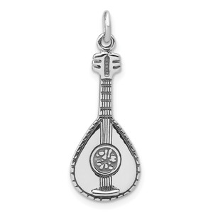 Sterling Silver Antiqued 3D Mandolin Charm