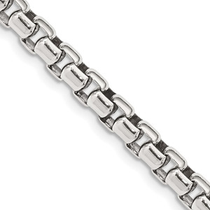 Sterling Silver Antiqued 5.2mm Round Box Chain - QF-F43CA47D-4644