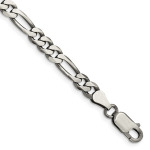 Sterling Silver Antiqued 5.5mm Figaro Chain - QF-4E5A59BB-9217