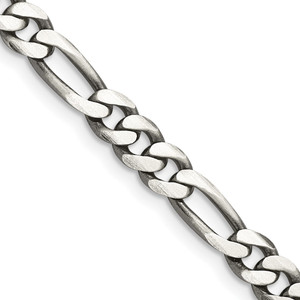 Sterling Silver Antiqued 5.5mm Figaro Chain - QF-DB0D5260-6041