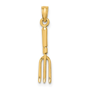 14K 3-D  Fork Garden Tool Charm