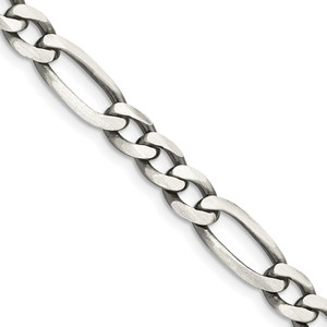 Sterling Silver Antiqued 6.5mm Figaro Chain - QF-B09D4005-2769