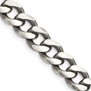 Sterling Silver Antiqued 7.5mm Curb Chain - QC-9AAA36F5-8662