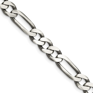 Sterling Silver Antiqued 7.5mm Figaro Chain - QF-4C556A23-5709
