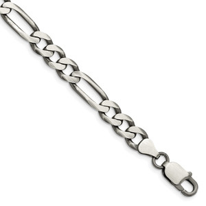 Sterling Silver Antiqued 7.5mm Figaro Chain - QF-F1D50653-3925