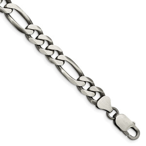 Sterling Silver Antiqued 7.75mm Figaro Chain - QF-D4028C45-5825