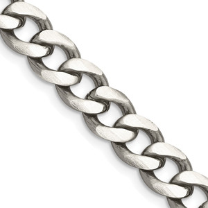 Sterling Silver Antiqued 8.3mm Curb Chain - QC-E9C3DFE3-6560