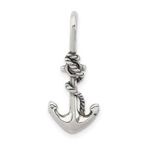 Sterling Silver Antiqued Anchor and Rope Pendant - QC-09FFDE66-3527