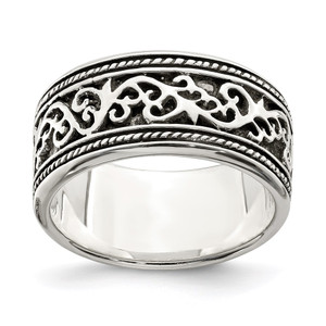 Sterling Silver Antiqued Band - QR-55FF315C-5962