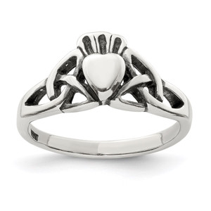 Sterling Silver Antiqued Claddagh Ring - QR-1EDB13DE-7655