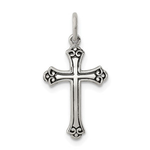 Sterling Silver Antiqued Cross Charm - QC-D018050F-9646