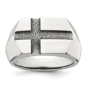 Sterling Silver Antiqued Cross Mens Size 9 Ring