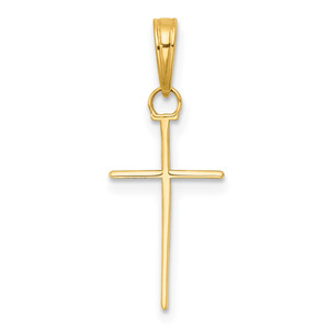 14K 3-D and Polished Stick Cross Charm - K1-F25259F0-7907