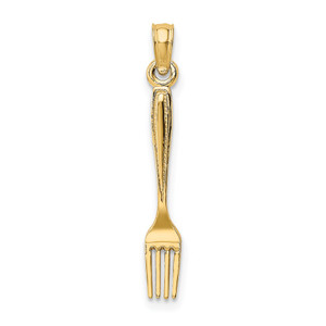 14K 3-D and Polished Table Fork Charm