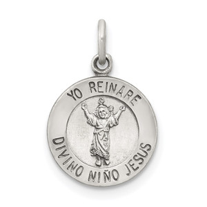 Sterling Silver Antiqued Divino Nino Medal (Divine Infant Jesus) - QC-3722491E-4665