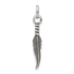 Sterling Silver Antiqued Feather Charm - QC-3D90E6A6-7533
