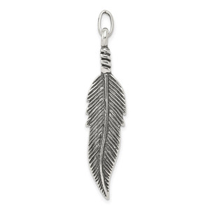 Sterling Silver Antiqued Feather Pendant - QC-A78B89D5-4205