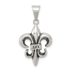 Sterling Silver Antiqued Fleur De lis Pendant