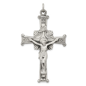 Sterling Silver Antiqued INRI Crucifix Pendant - QC-742D03F1-3637