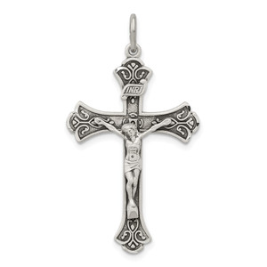 Sterling Silver Antiqued INRI Crucifix Pendant - QC-F4A16546-4916