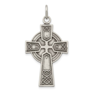Sterling Silver Antiqued Irish Cross Pendant - QC-A8247B24-8197