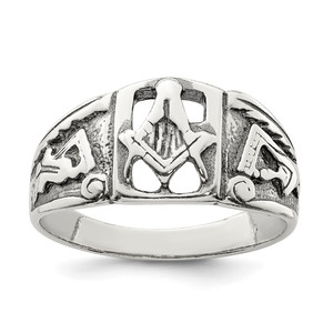 Sterling Silver Antiqued Masonic Ring - QR-F28E21C1-6767