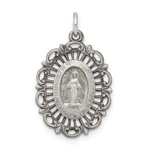 Sterling Silver Antiqued Miraculous Medal - QC-261F6A77-8176