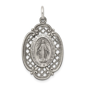 Sterling Silver Antiqued Miraculous Medal - QC-2A269E74-9642