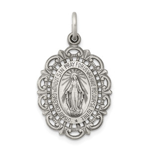 Sterling Silver Antiqued Miraculous Medal - QC-C2492AD9-4328