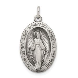 Sterling Silver Antiqued Miraculous Medal - QC-D6EB1254-7052