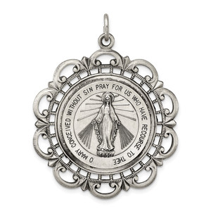 Sterling Silver Antiqued Miraculous Medal - QC-F396DAA9-3921