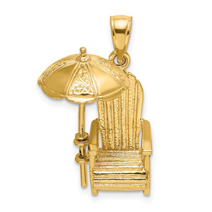 14K 3-D Beach Chair w/ Umbrella Charm - K7-65FAF03B-7634