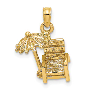 14K 3-D Beach Chair w/ Umbrella Charm - K7-8532D7ED-8207
