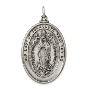 Sterling Silver Antiqued Our Lady of Guadalupe Medal - QC-4CDAE6E1-7410