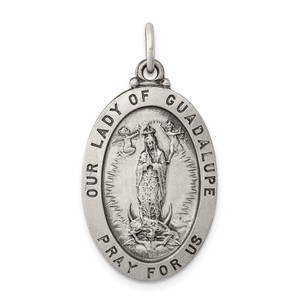 Sterling Silver Antiqued Our Lady of Guadalupe Medal - QC-8911A96E-1895