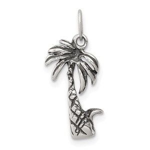 Sterling Silver Antiqued Palm Tree Charm - QC-7D92CBD7-2472