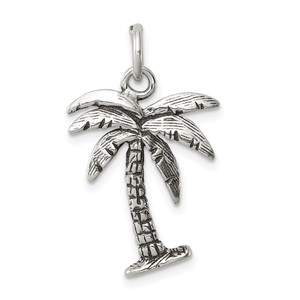 Sterling Silver Antiqued Palm Tree Charm - QC-D6A5364C-2232