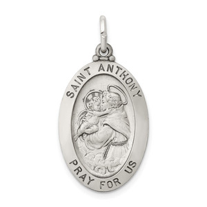 Sterling Silver Antiqued Saint Anthony Medal - QC-3FEA05F3-7402