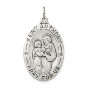 Sterling Silver Antiqued Saint Anthony Medal - QC-F0C24AF0-7018