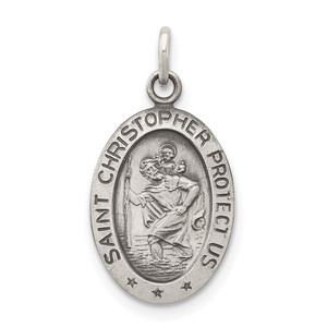 Sterling Silver Antiqued Saint Christopher Medal - QC-43B5339B-7871