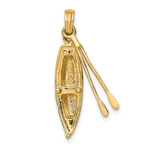 14K 3-D Boat W/Dangling Oars Charm