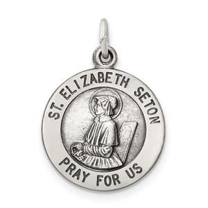 Sterling Silver Antiqued Saint Elizabeth Seton Medal - QC-7566817B-8304
