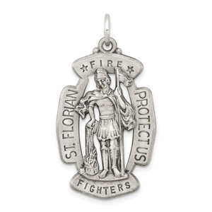 Sterling Silver Antiqued Saint Florian Medal - QC-605403A4-2480