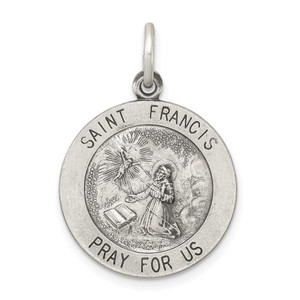 Sterling Silver Antiqued Saint Francis Medal - QC-06B2EE41-7262