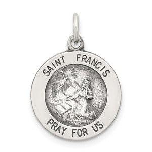 Sterling Silver Antiqued Saint Francis Medal - QC-4089EF6C-5198